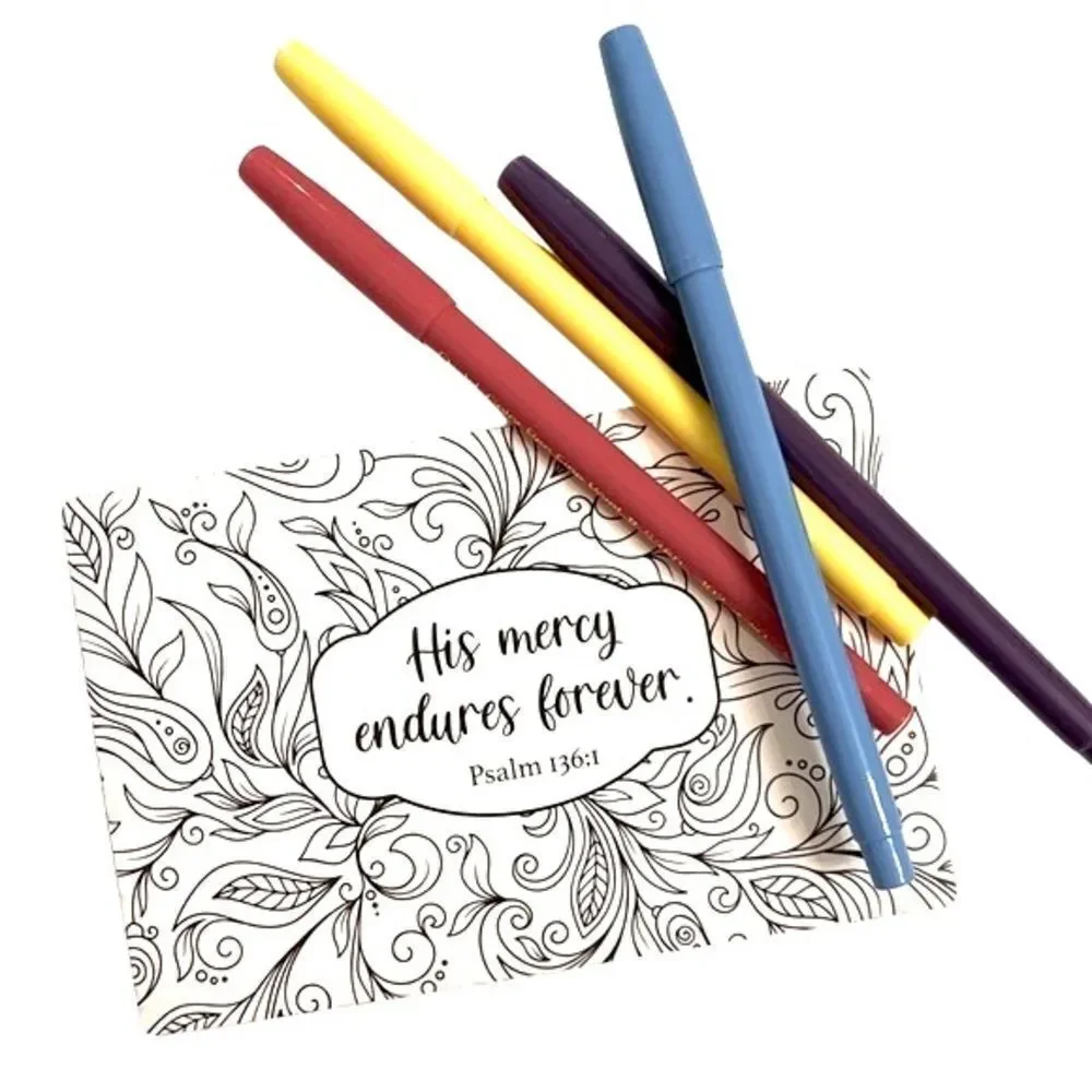 CrownJewlz Adult Coloring Floral Prayer & Scripture Cards (20 ct set)